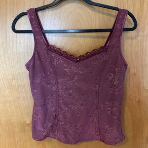 Y2K Arianne Mauve Floral Lace Corset Top